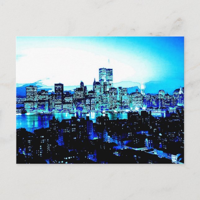 New York City Skyscrapers at Night Postcard (Front)