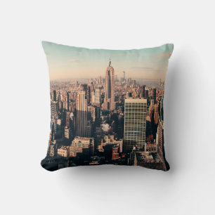 New York City skyscrapers roof terrace urban views Throw Pillow