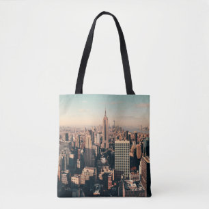 New York City skyscrapers roof terrace urban views Tote Bag