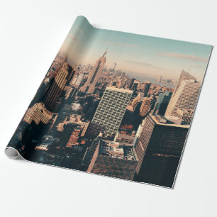 New York City skyscrapers rooftop urban view. city Wrapping Paper