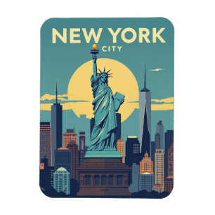 New York City Statue of Liberty Travel Vintage Magnet