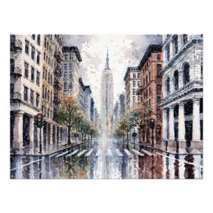 New York City Street in Rain Photo Print