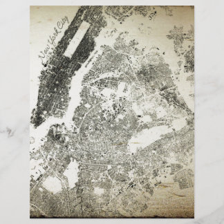New York City Streets and Buildings Vintage Map