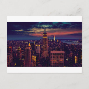 New York City Sundown Skyline Postcard