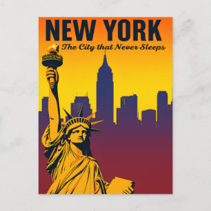 New York City Sunset Skyline Postcard