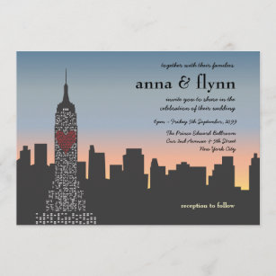 New York City Sunset Skyline Wedding Invitation