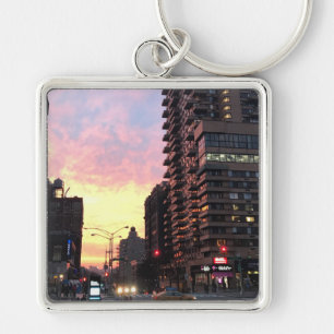 New York City Sunset Upper West Side Buildings NYC Keychain