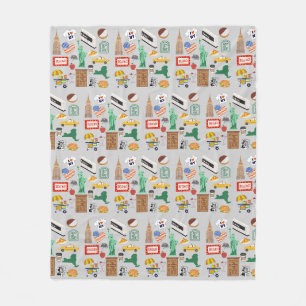 New York City Symbols Fleece Blanket