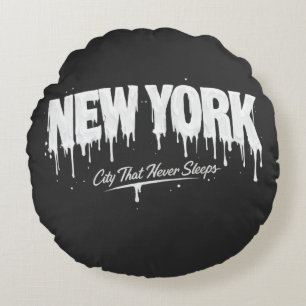 New York City That Never Sleeps Round Pillow