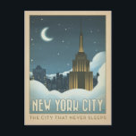 New York City | The City That Never Sleeps Postcard<br><div class="desc">Anderson Design Group is an award-winning illustration and design firm in Nashville, Tennessee. Founder Joel Anderson directs a team of talented artists to create original poster art that looks like classic vintage advertising prints from the 1920s to the 1960s.</div>
