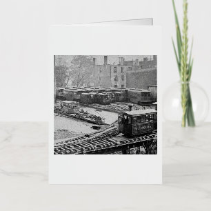 New York City Train on Elevated Railroad Yonkers Foil Greeting Card