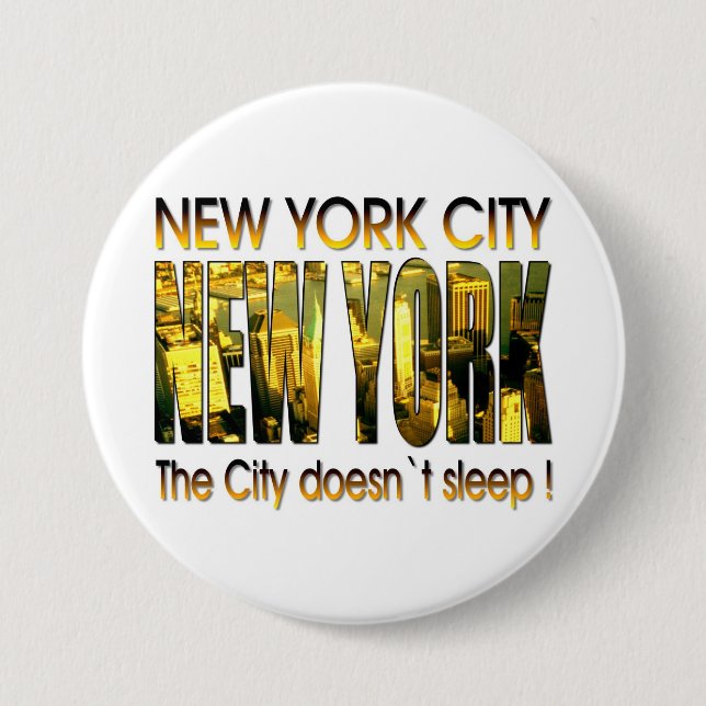 New York City USA 3 Inch Round Button (Front)