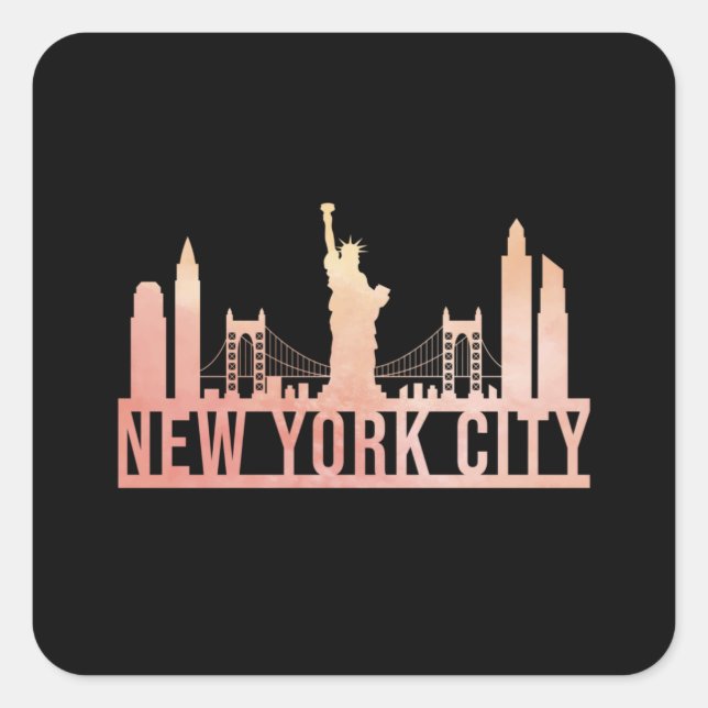 New York City USA Cityscape Skyline Funny Gift Square Sticker (Front)