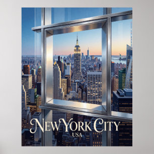 New York City USA Manhattan Skyline Urban Scene Poster
