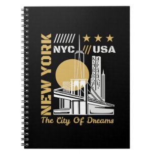 New York City USA Skyline Travel Graphic Design Notebook