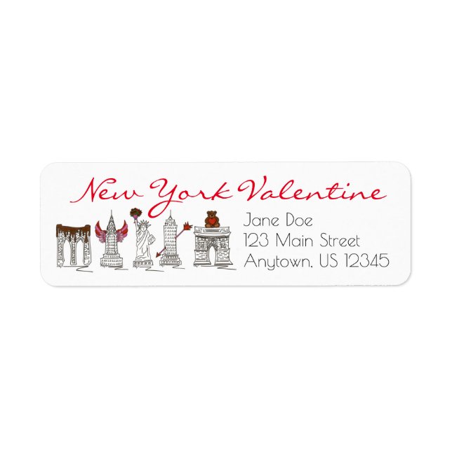 New York City Valentine NYC Valentine's Day Labels (Front)