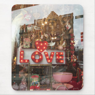 New York City Valentine Window Reflection Red LOVE Mouse Pad