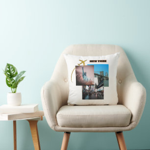 New York City Vibes – Urban Travel Collage Throw Pillow