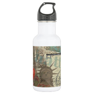 New York City Vintage Liberty Skyline Symbol Art 532 Ml Water Bottle
