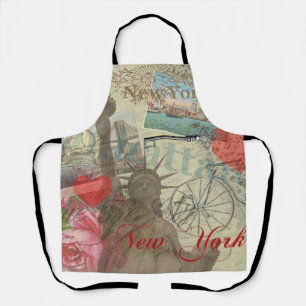 New York City Vintage Liberty Skyline Symbol Art Apron