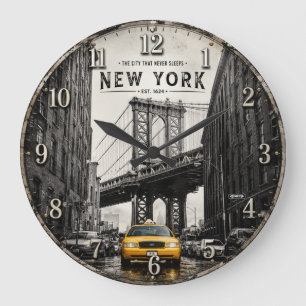 New York City Vintage Manhattan Bridge Large Clock