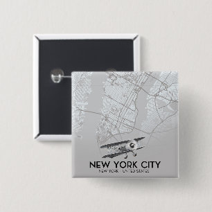 New York City Vintage style map 2 Inch Square Button