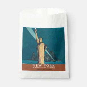 New York City Vintage Travel Liberty Skyline Favour Bag