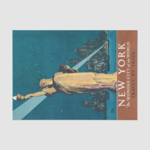 New York City Vintage Travel Liberty Skyline Tissue Paper