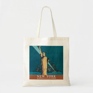 New York City Vintage Travel Liberty Skyline Tote Bag
