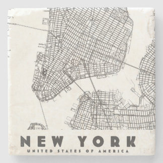 New York City Vintage Travel Map Stone Coaster