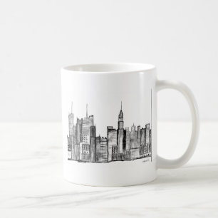 New York City watercolor black vintage manhattan Coffee Mug