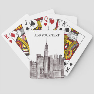 New York city watercolor Manhattan skyline Playing Cards