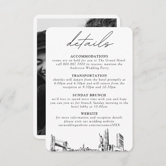 New York City Wedding Details Enclosure Card (Front/Back)