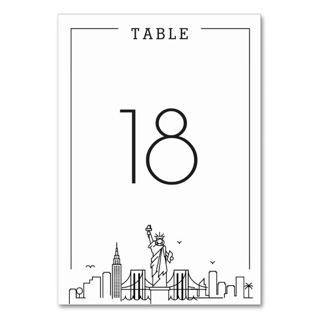 New York City Wedding | Table Number (Front)