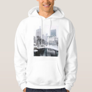 New York City Winter in Central Park Skyline Art Hoodie