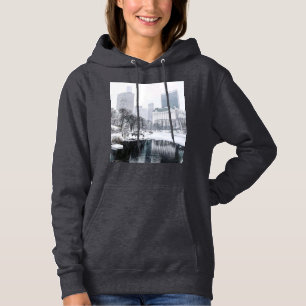 New York City Winter in Central Park Skyline Art Hoodie