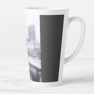New York City Winter in Central Park Skyline Art  Latte Mug