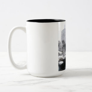 New York City Winter in Central Park Skyline Art  Two-Tone Coffee Mug