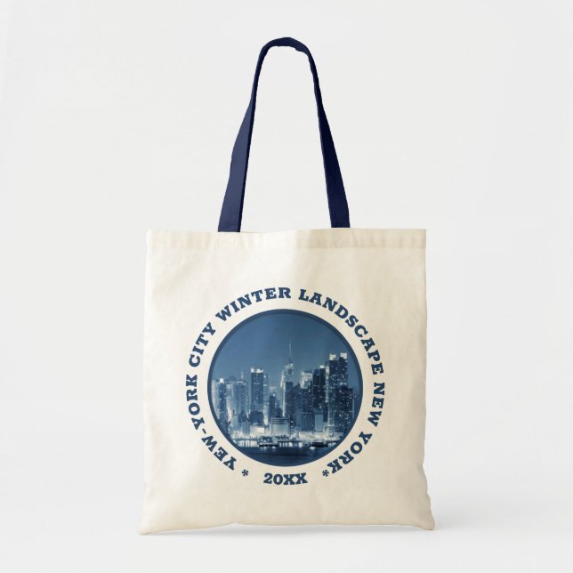 New-York City Winter panoramic view custom text Tote Bag (Front)