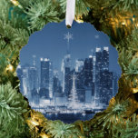 New-York City Winter Skyline Christmas Addition Ornament Card<br><div class="desc">New-York City winter night skyline white christmas tree and snowflakes.</div>