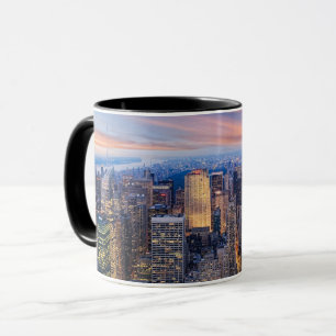 New York City with Glowing Lights at Night Mug