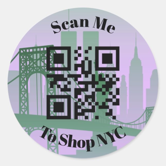 New York City With Scannable QR Code Classic Round Sticker (Front)