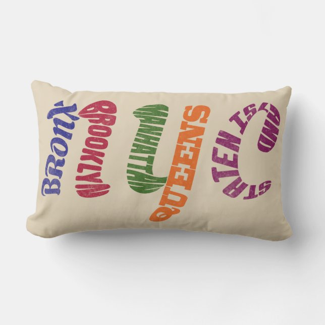 New York City Word Art NYC Initials Lumbar Pillow (Front)