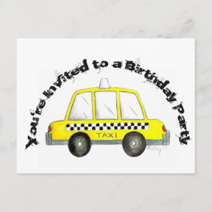 New York City Yellow Taxi Cab NYC Party Invitation Postcard