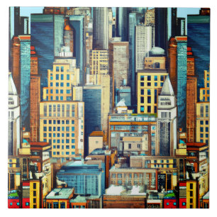 New York Cityscape Illustration Tile