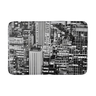 New York Cityscape in Black and White Bath Mat