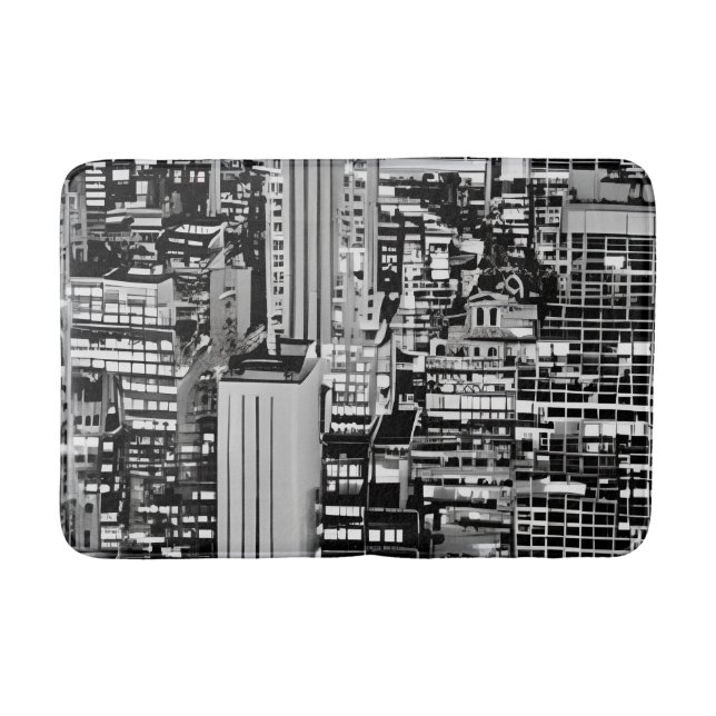 New York Cityscape in Black and White  Bath Mat (Front)