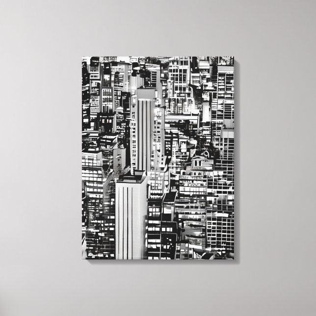 New York Cityscape in Black and White Canvas Print (Front)