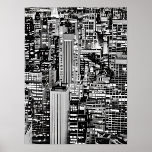 New York Cityscape in Black and White Poster