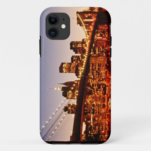 New York cityscape with bridge over river Case-Mate iPhone Case (Back)